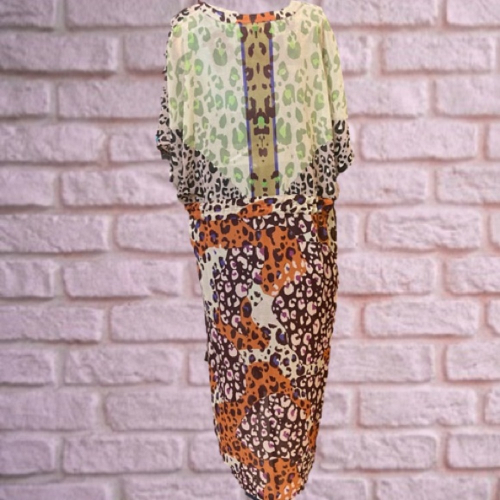 Cabi Multicolor Leopard Kimono Style Midi Dress - Picture 10 of 16